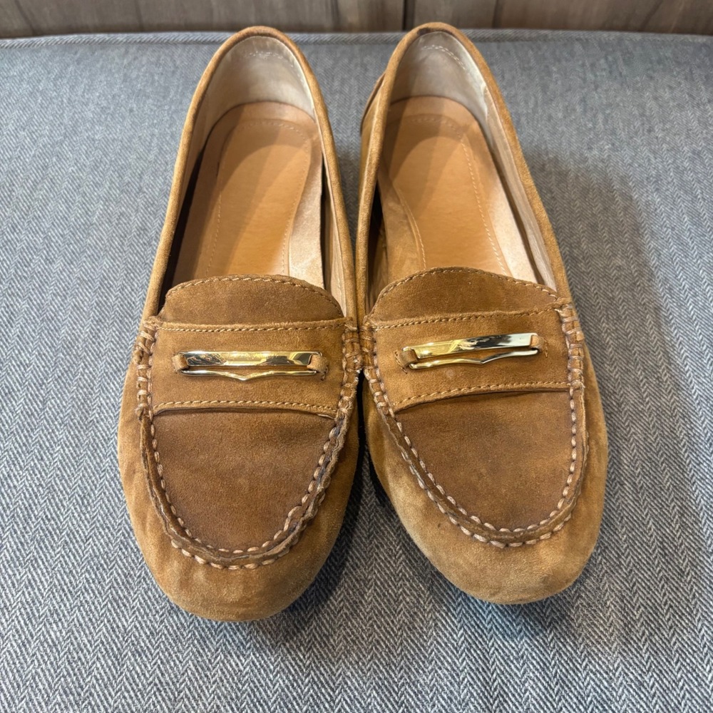 Vionic Honor Ashby Suede Driving Loafers Gold Bit Moc Toe Women 7